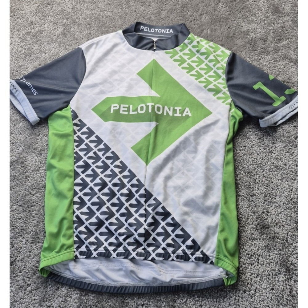 Primal Cycling‎ Jersey Mens L Green Gray Short Sleeve Pelotonia 3/4 zip